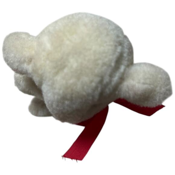 Vintage 90s White Lamb Finger Puppet Plush Red Bow Pencil Topper - Picture 9 of 9